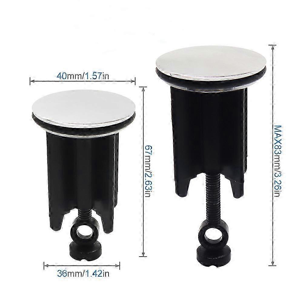 Basin Drain 40mm Adjustable Height for Bathroom, Universal Sink Stopper - Black