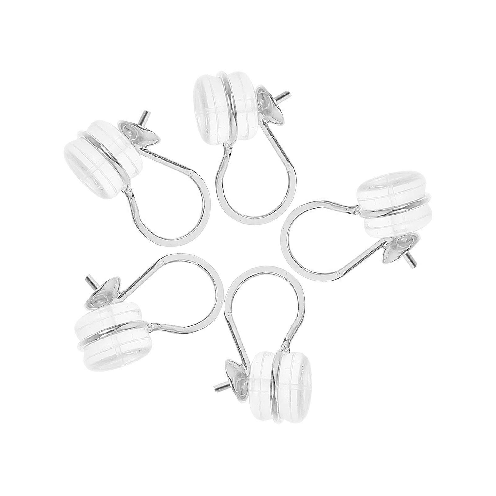 Safe Ear Clips Ear Base for Earring Making Silver Silicone Suitable for Everyday Use 6Pcs