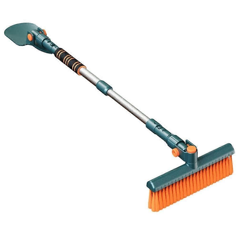 Car Ice Scraper Rotatable Extendable Snow Brush with Foam Grip for Winter Car Accessories Matching Dark Green