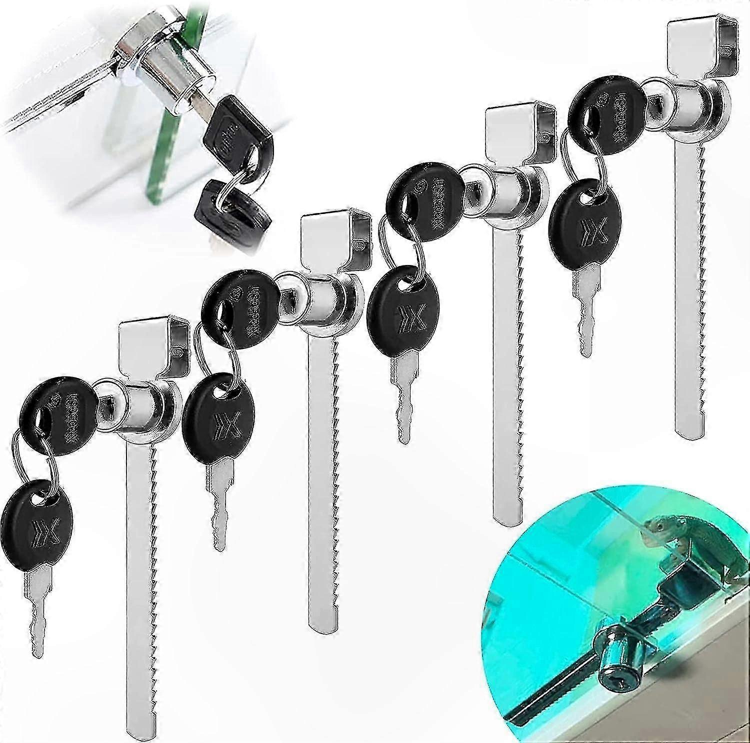 4-Pack Glass Door Locks with Keys for Terrariums and Display Cabinets