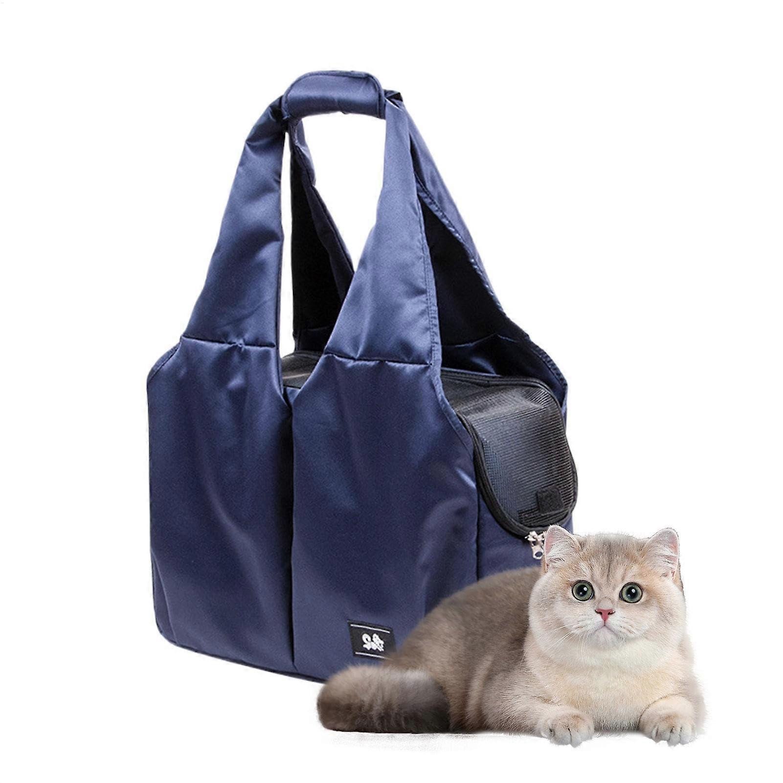 Pet Sling Carrier For Small Cats And Dogs, Comfortable Travel Bag, Adjustable Fabric Carrier For Hiking, Blue