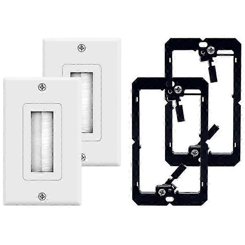 2-Pack Brush Wall Plate with Single Gang Low Voltage Mounting Bracket Cable Pass Through Insert for Speaker Wire
