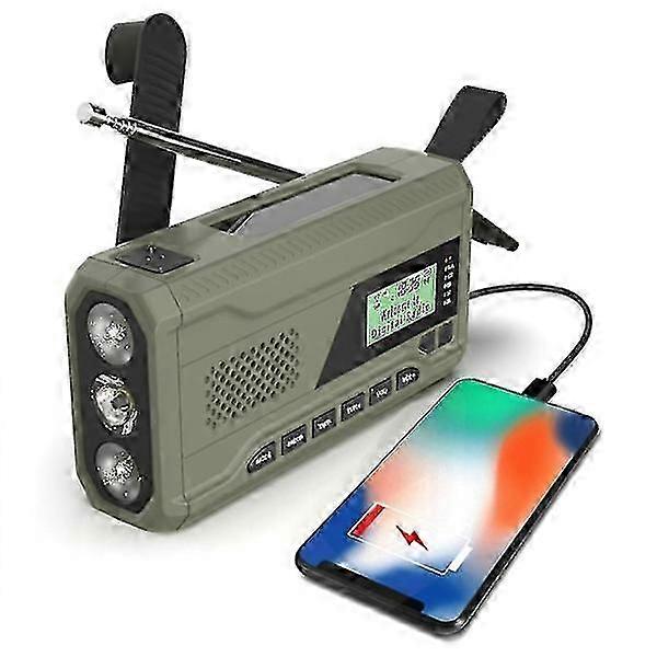 Portable DAB/FM Radio, 4000mAh Dynamo Solar Radio, Solar Radio, Survival Radio DAB Radio USB Charger with Emergency SOS Alarm, Alarm Clock