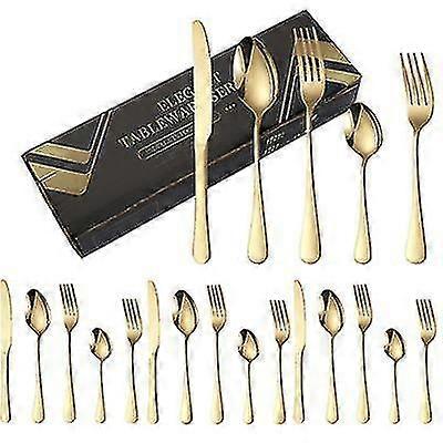 Gold 5 Pcs/set Stainless Steel Tableware For Dinner,5 Sets Az20135