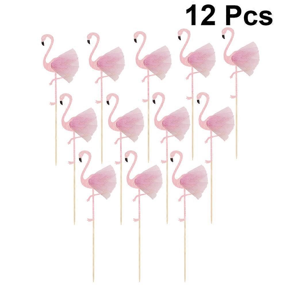 Pink Paper Cake Toppers for Decoration Creative Ballet Flamingo Props to Create Beautiful Cake