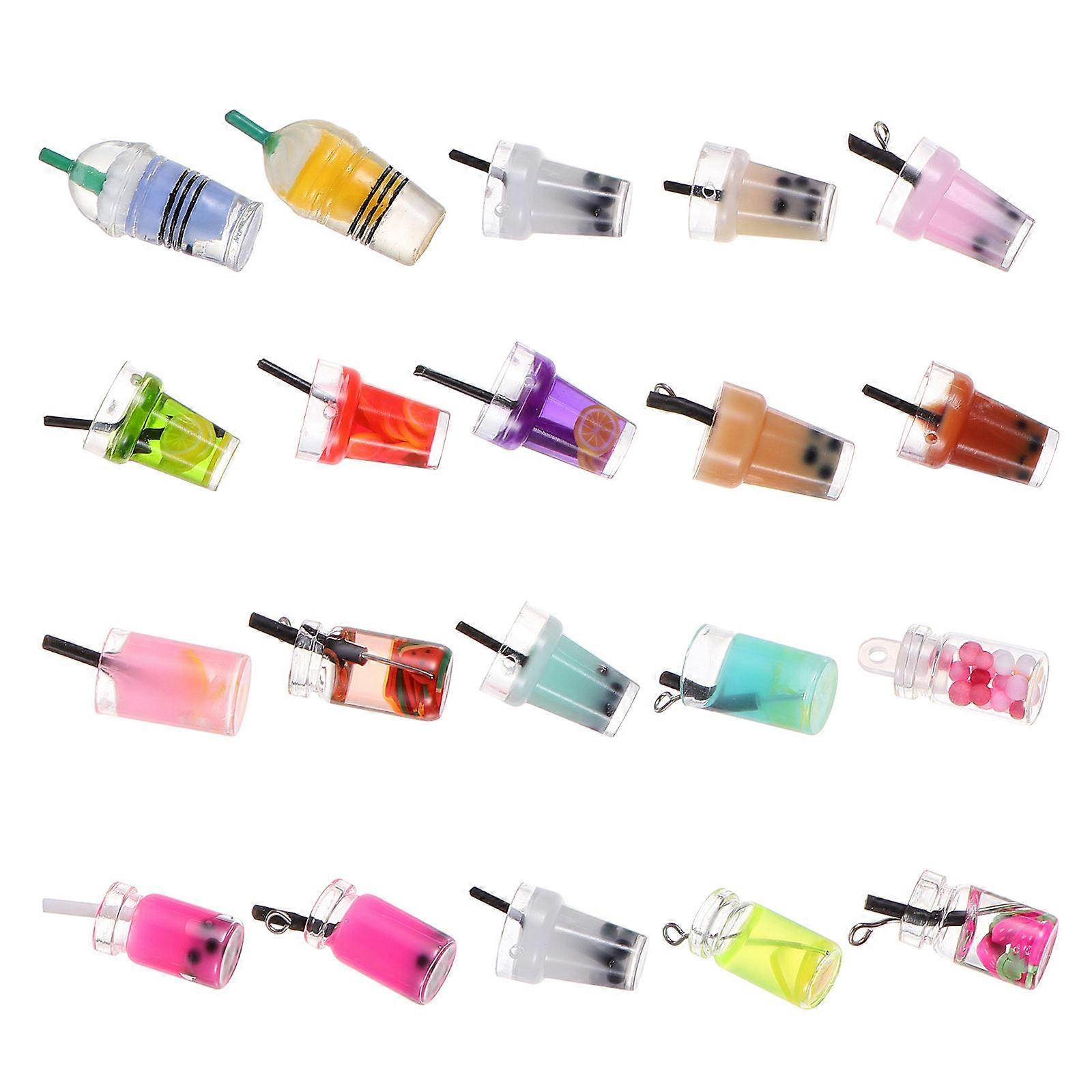 20pcs Mini House Props Resin DIY Mini Drink Milk Tea Decor Assorted Color for Food Storage