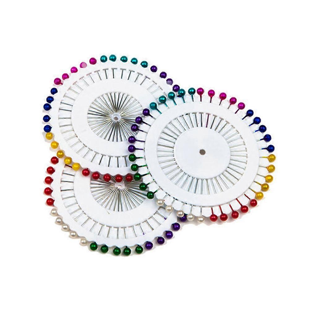 3 Boxes Sewing Accessories with Colorful Beads and Durable Metal Pins for Craft Projects and