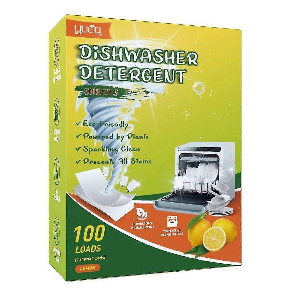 Dishwasher Detergent Sheets 100 Loads, Liquid-Free Dish Soap Cleaner Strips Eco-Friendly No Plastic Dishwasher Pods Detergent, Use in Dishwasher or Si