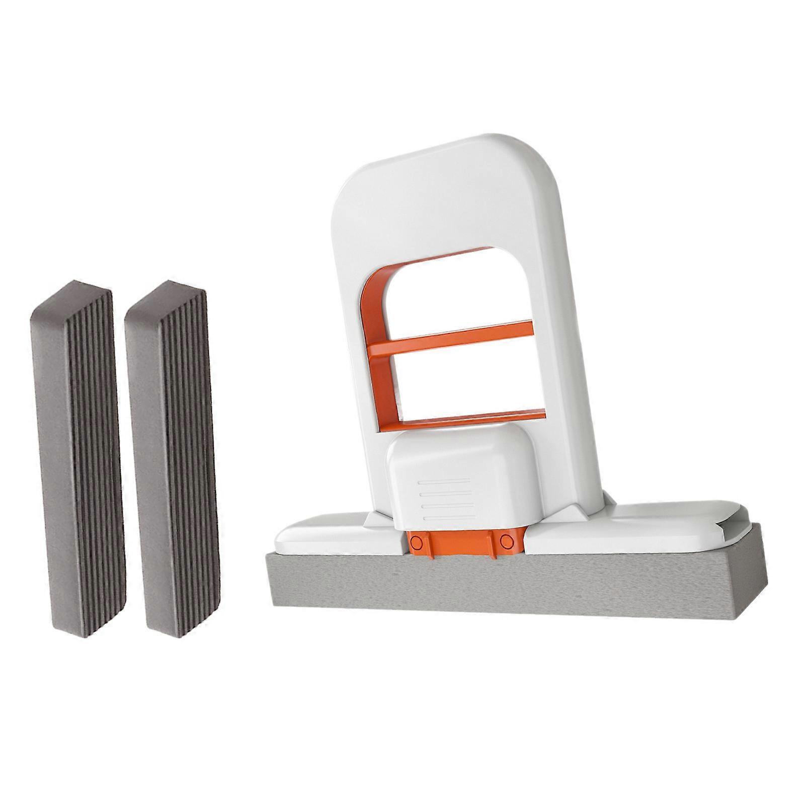 Portable Squeeze Desktop Mop Handheld Mini Cleaning Sponge Tool with Replaceable Head for Home Office Bathroom  white orange set1