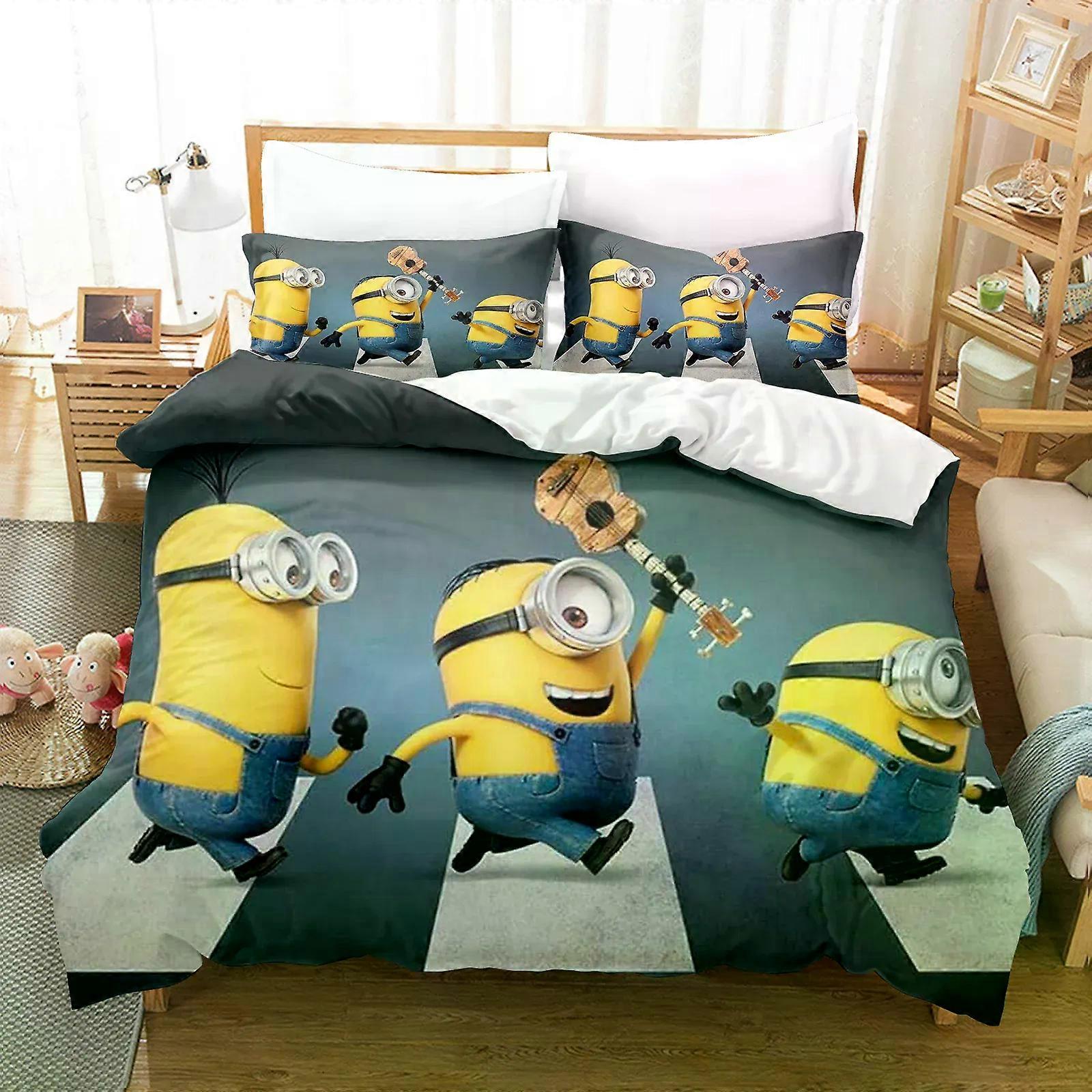TE2678 Minions Anime Zestaw poszewek na kołdrę Comforte Printed Cartoon Twin Size Zestawy pościeli Prezenty świąteczne 3-częściowy