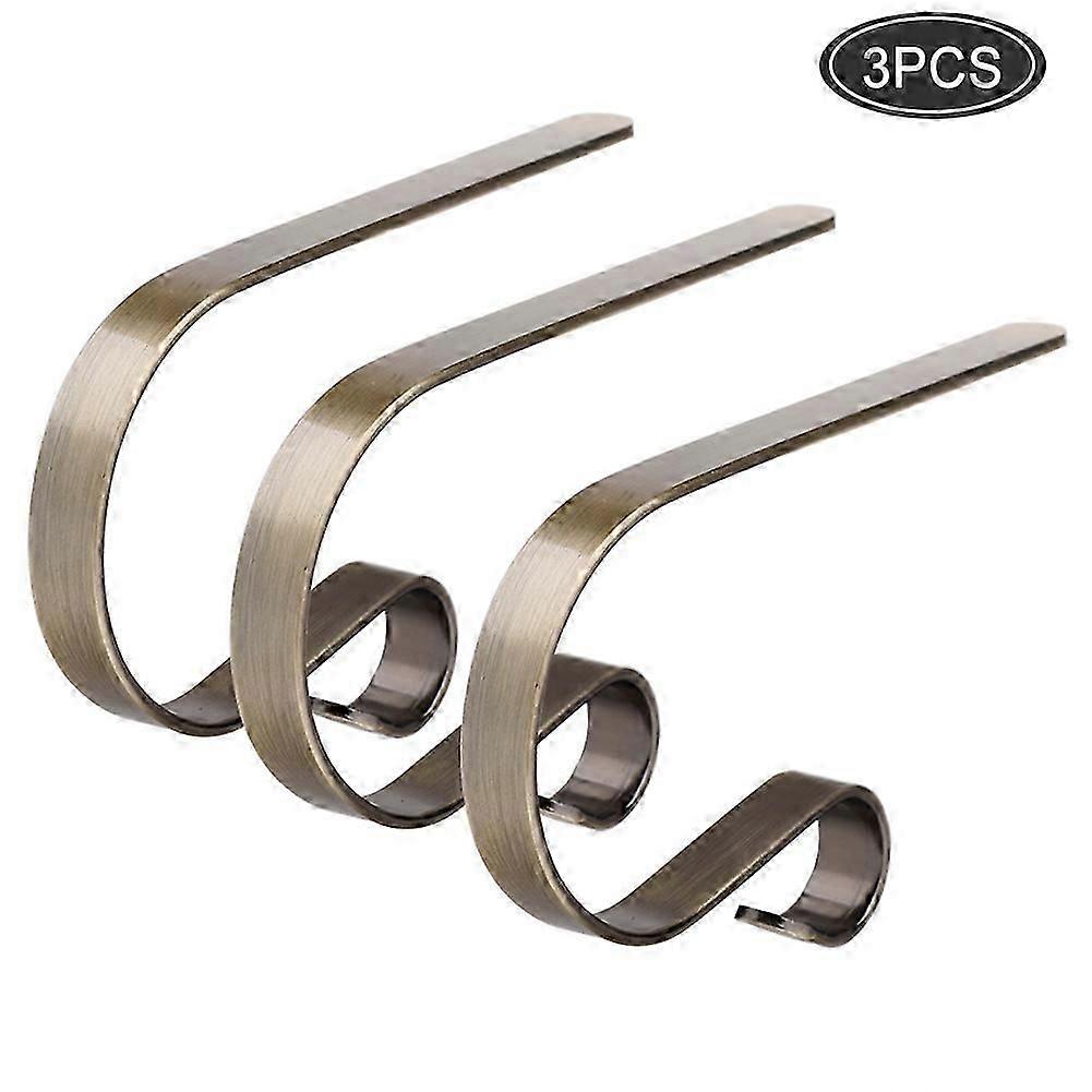 3-Pack Copper Christmas Stocking Hooks, Quick Clip-on Design