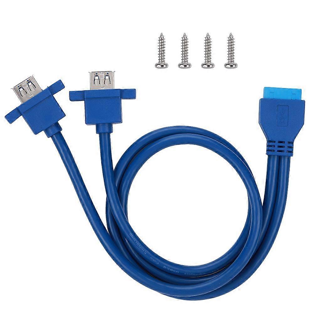 USB3.0 19PIN TO 2AF Front Motherboard Panel Mount Cable with Screw Hole (0.5 m)