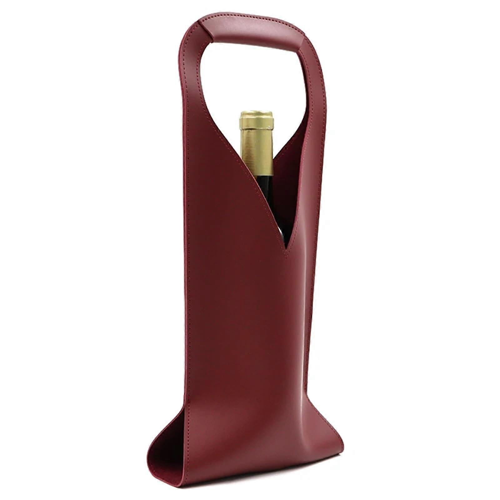 Wine Bottle Bags Pack Of 2 Multicolor Reusable Leather Tote Carriers Burgundy