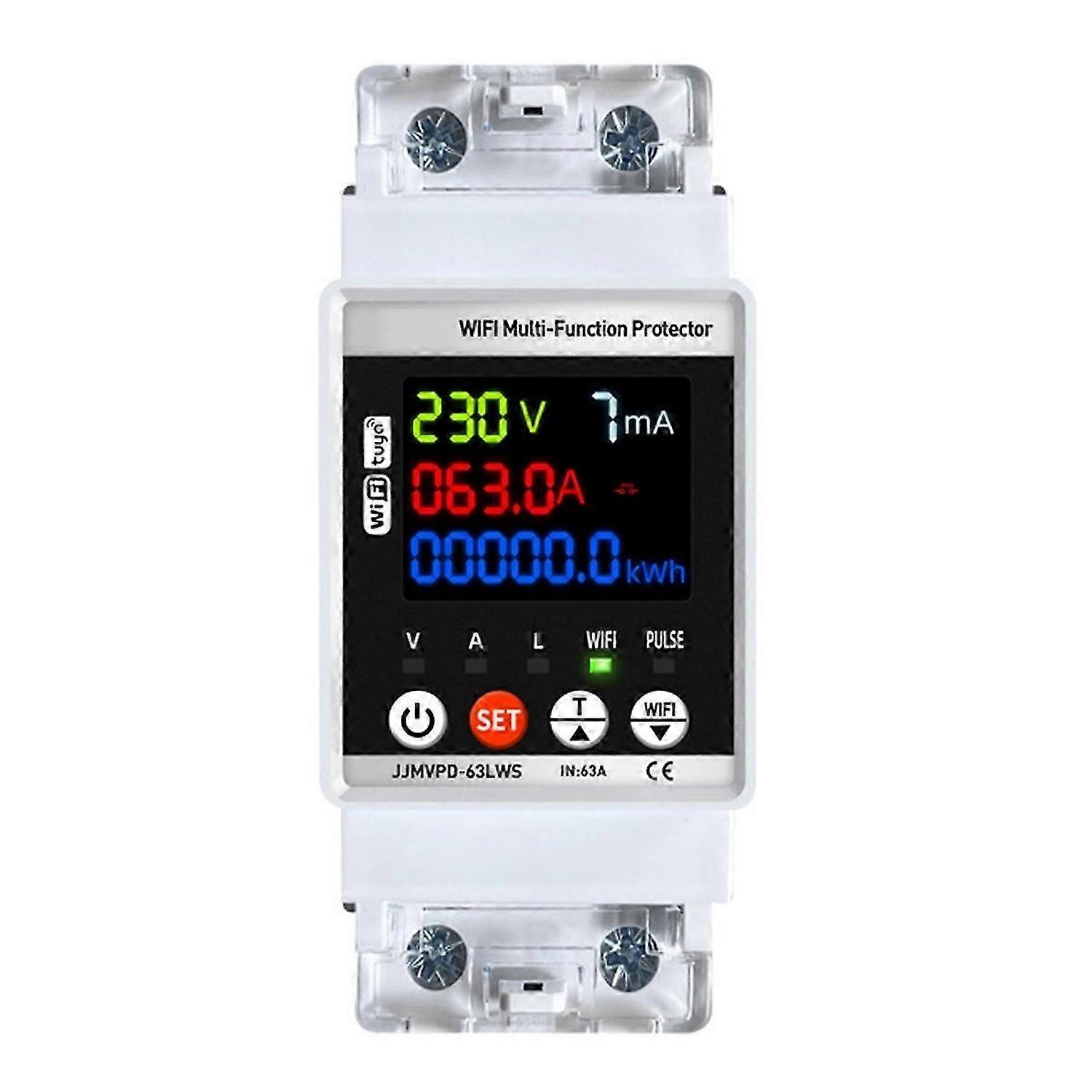 Tuya WiFi Smart Energy Meter Multifunction Automatic Reclosing Protector Circuit Breaker Voltage Cur