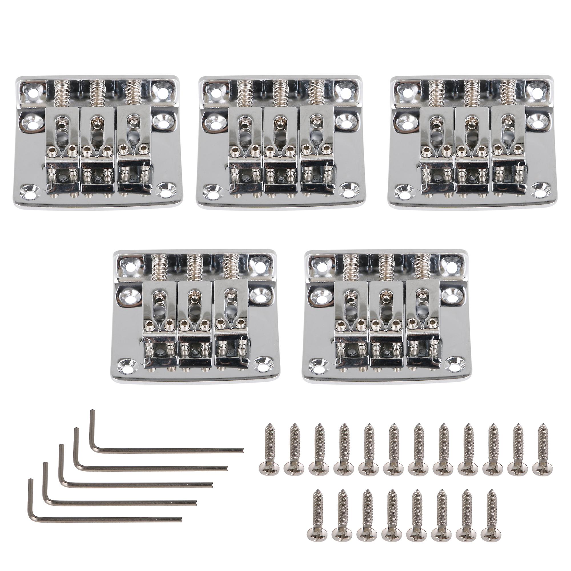 5Pcs Chrome Three String Electronic Guitar Bridge & 20 Screw & 5 Wrench