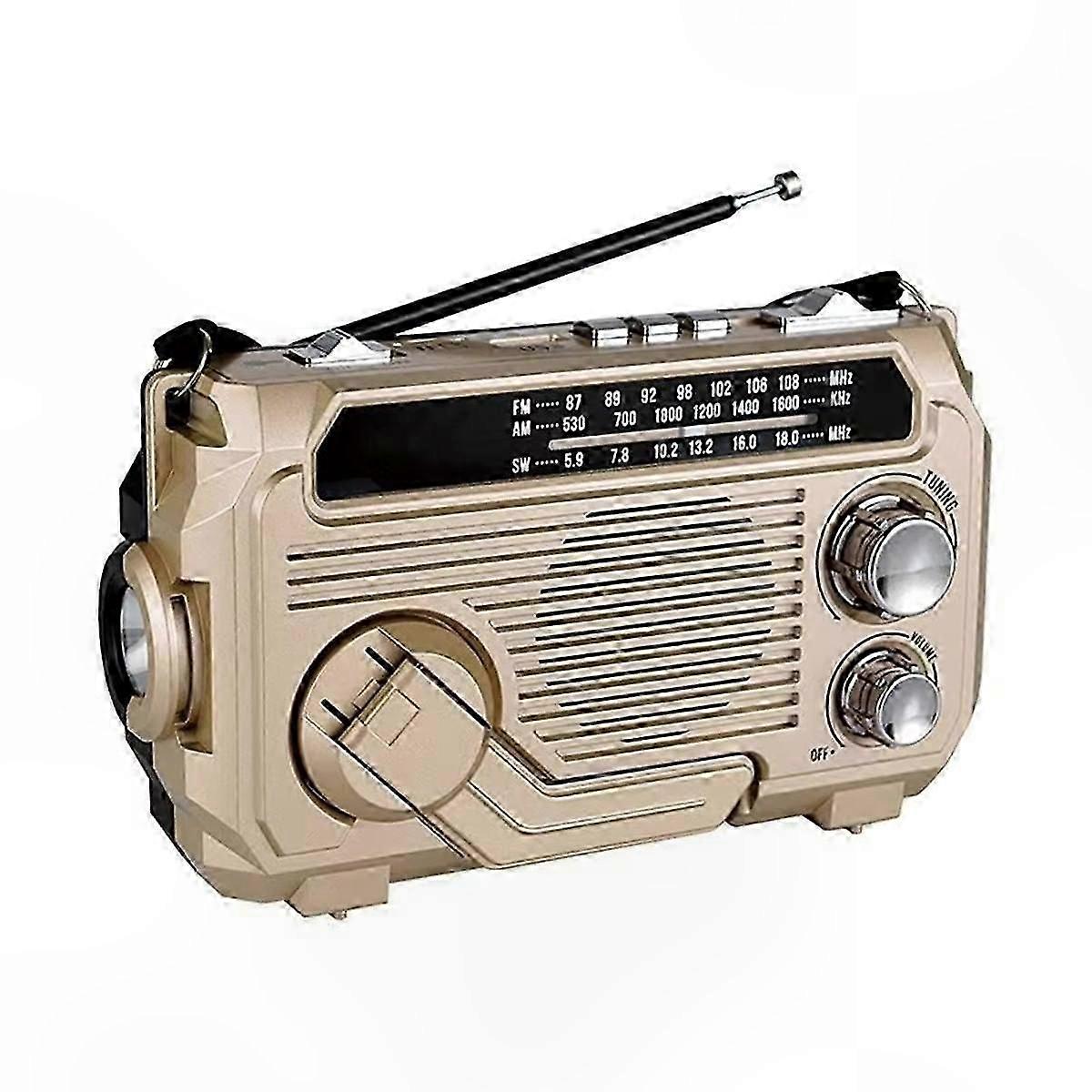 FM AM SW Radio Solar Charging Emergency Radios Receiver Hand Crank Bluetooth 5.2 Support TF USB