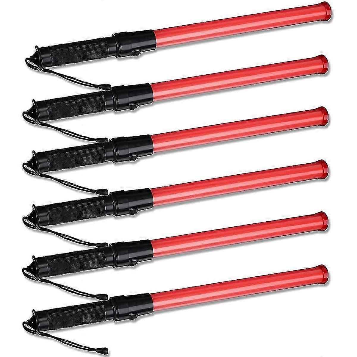6 Pieces 41cm Signal Traffic Wand Traffic Wand Lighted LED Traffic with 2 Flashing Patterns