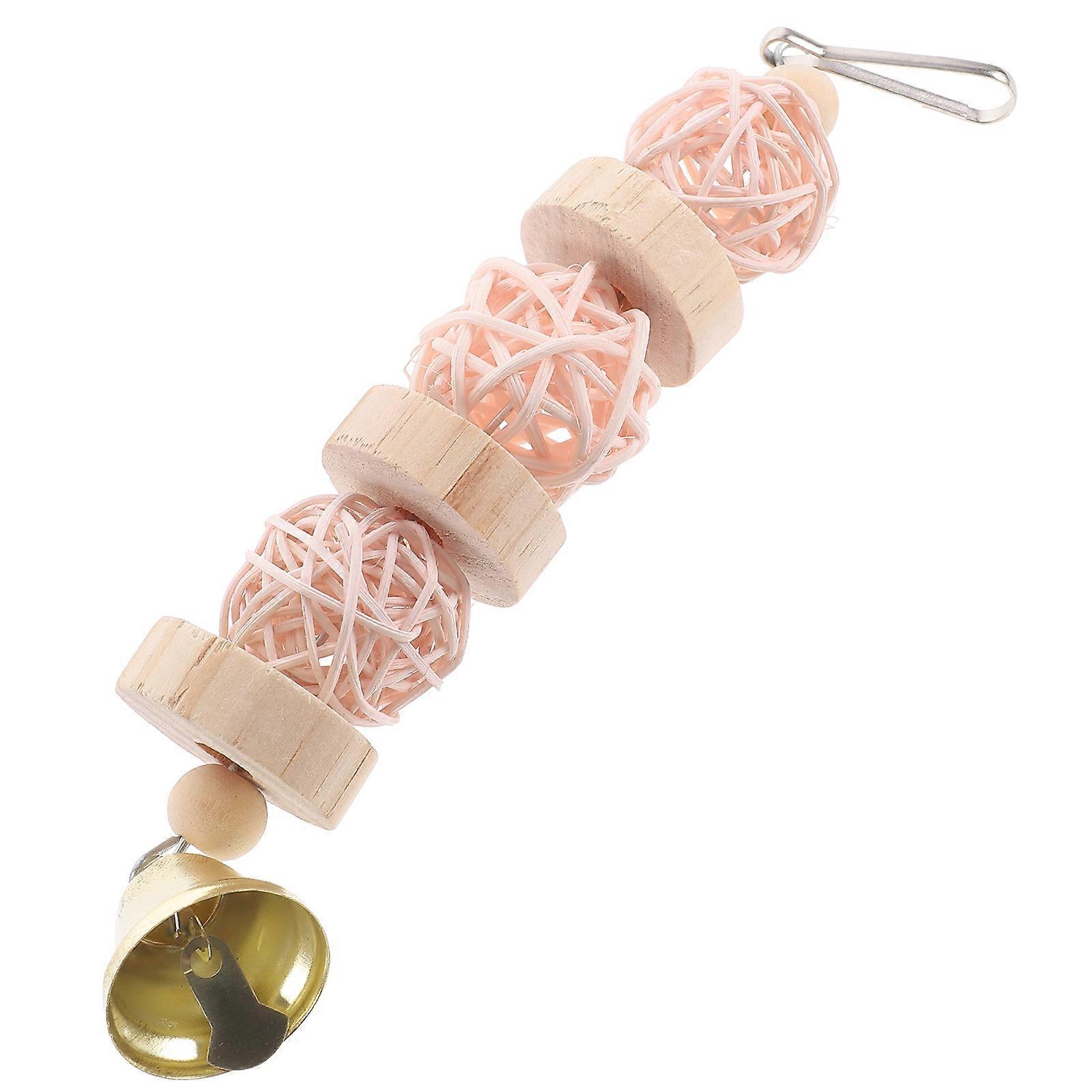 Wooden Bird Toy Parrot Chewing Hanging Toy Foraging 3Pcs Set