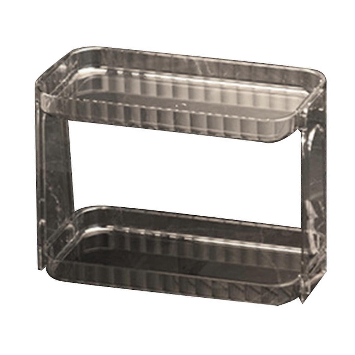 Bathroom, Kitchen, Transparent Double Layer Storage Rack,A