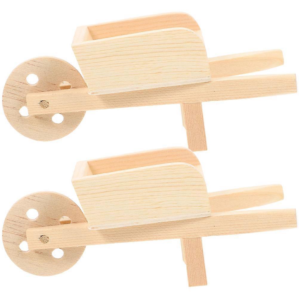 Mini Cart Barrows Wooden Models For Tabletop Decoration 4.7X2.2X6In Ideal For Collectors 6Pcs