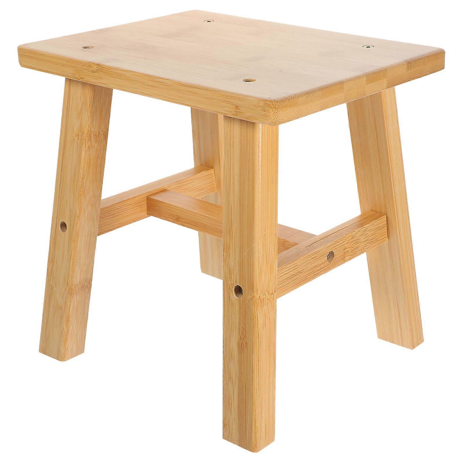 Comfortable Low Stool Bamboo Small Stool for Multiple Uses At Home 2Pcs