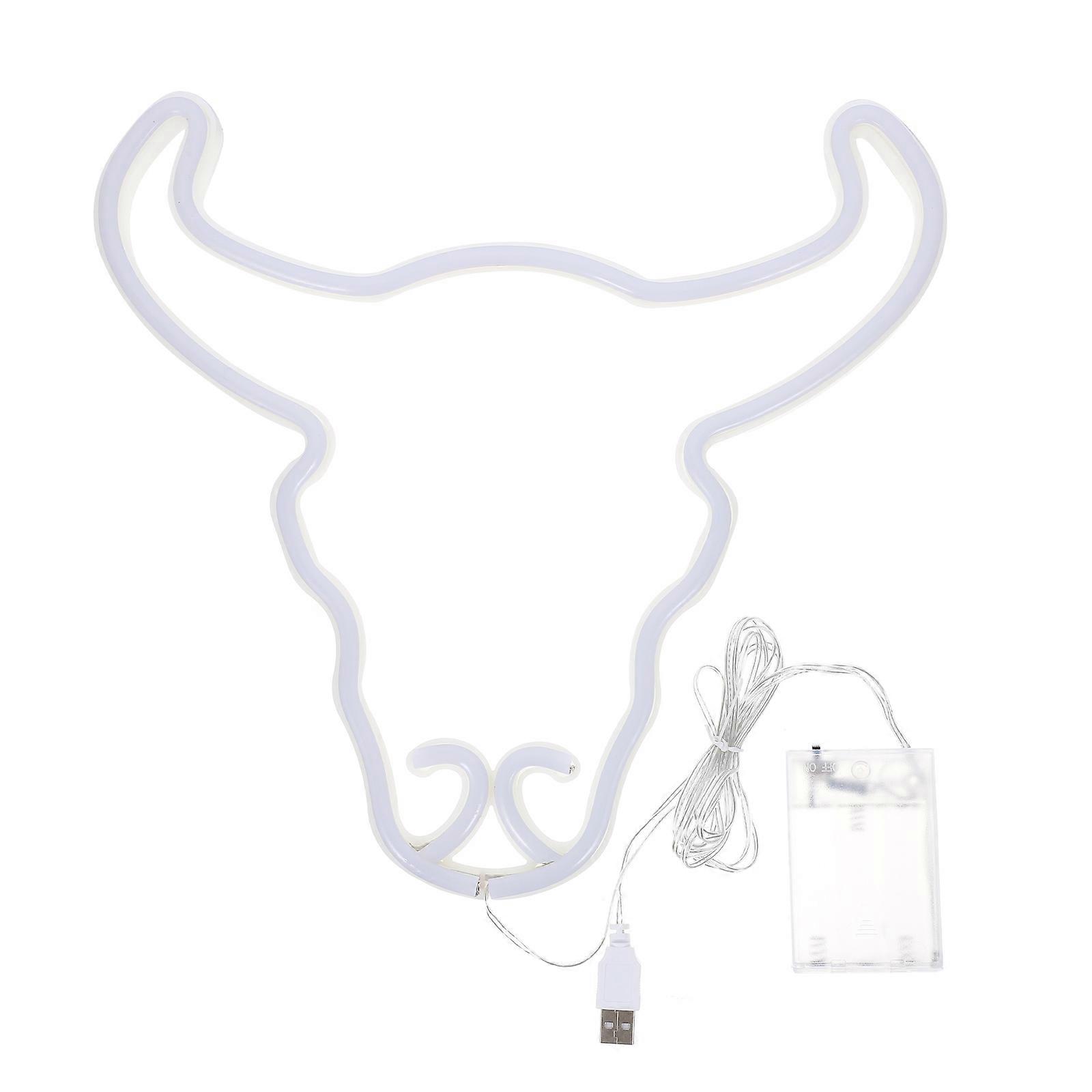 Bull Head Neon Sign for Wall Decor USB Battery 3Pcs Neon Lamp