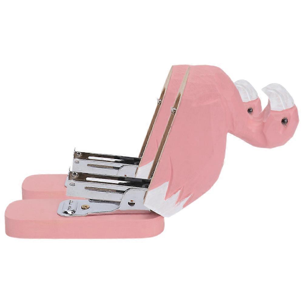 Mini Stapler Cute Flamingo Wooden Desktop Stapler for Daily Use 4Pcs Set