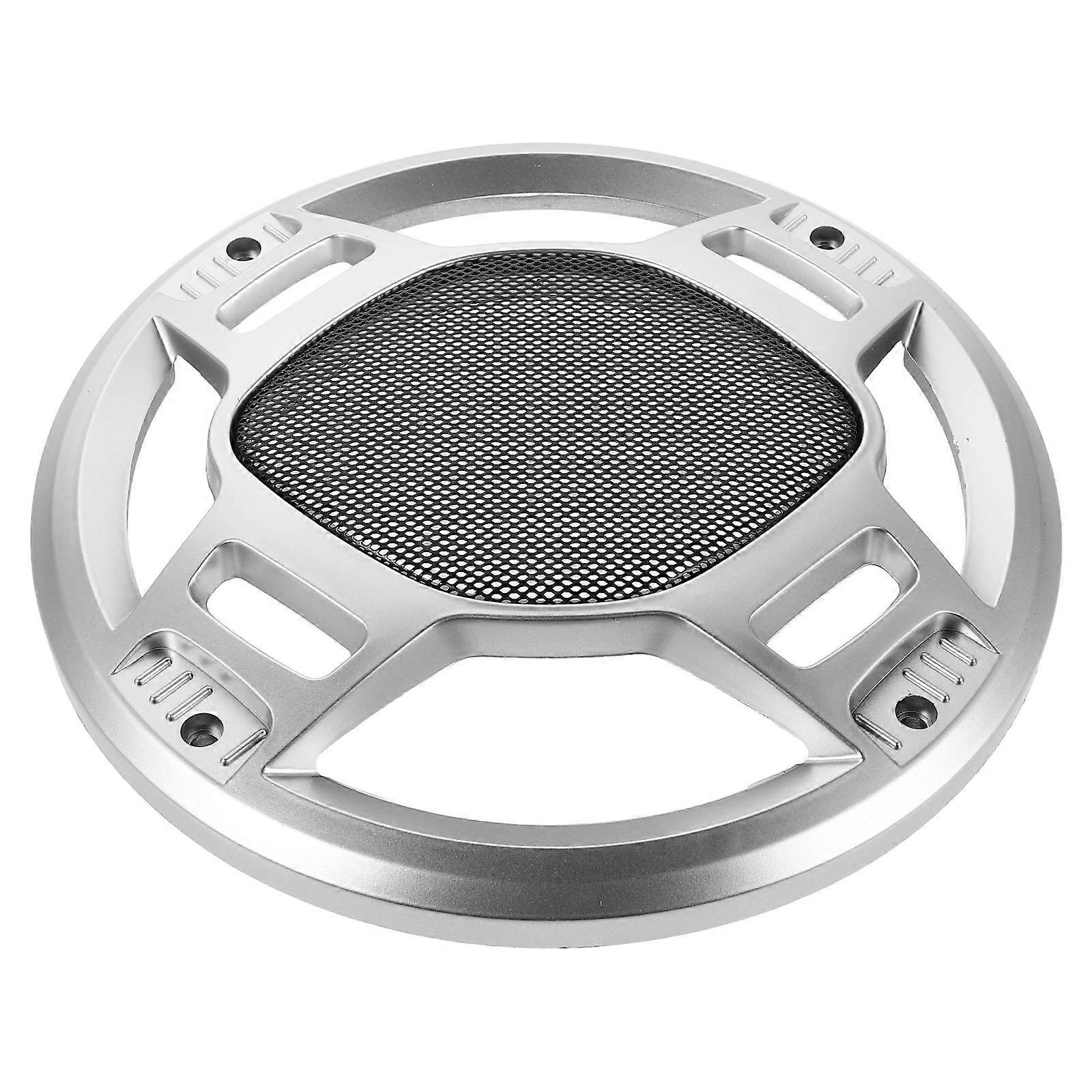 Silver Metal Speaker Grill Cover for Car Use with 3Pcs Round Mesh Guards