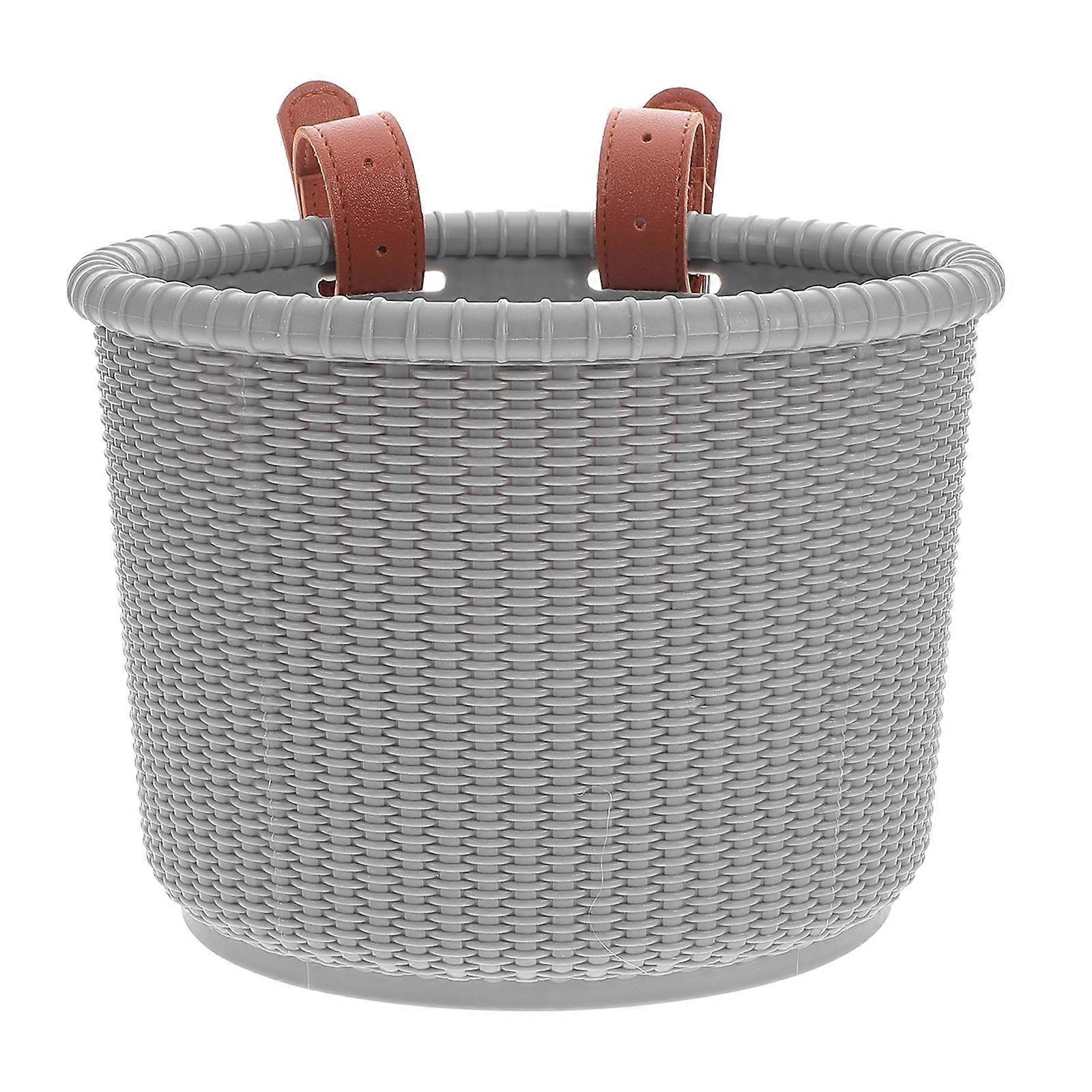 Plastic Bike Basket 2Pcs Grey Rectangular Storage Solution For Kids Bicycle And Scooters