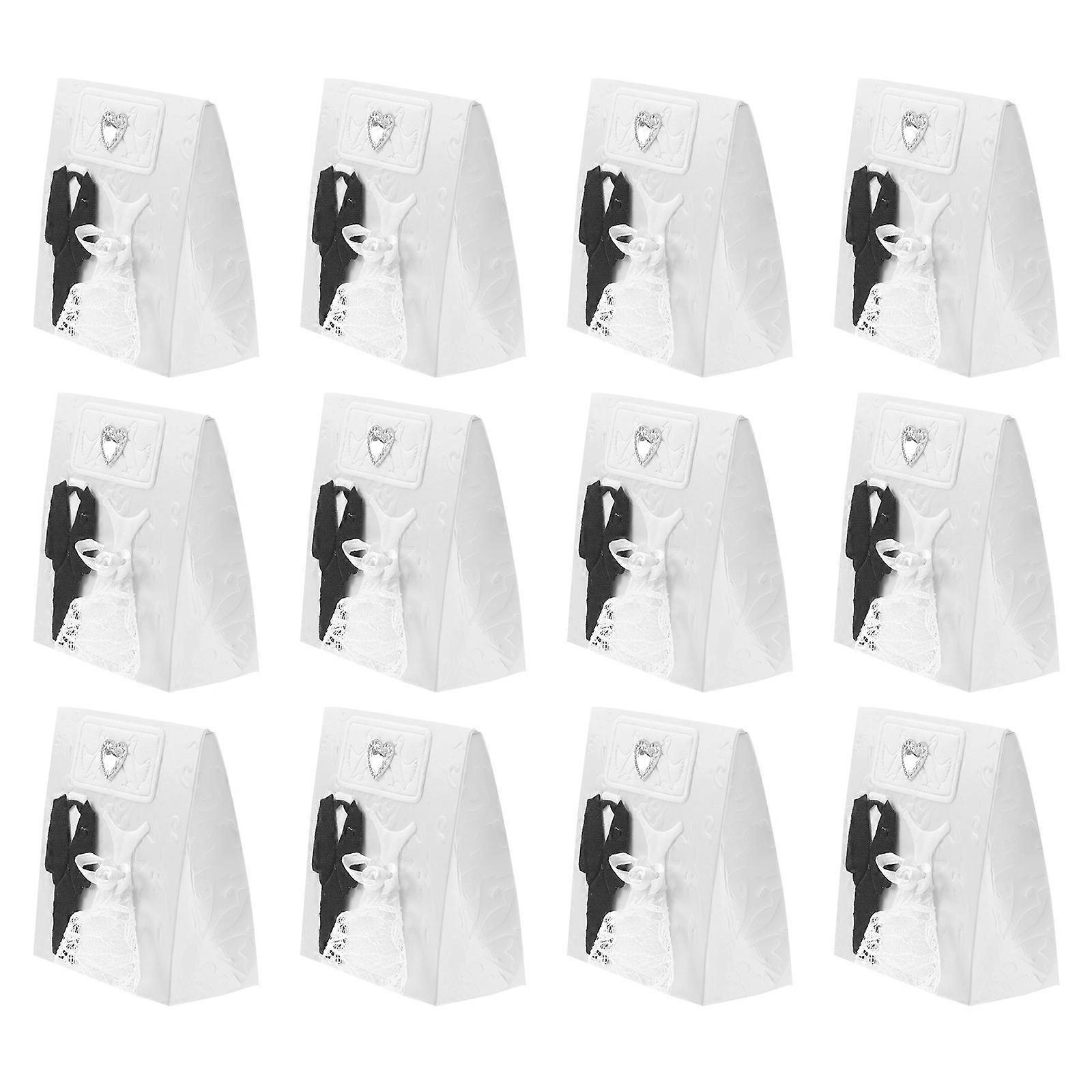 Creative Wedding Drawstring Bags White Candy Storage Pouches 36 Pieces