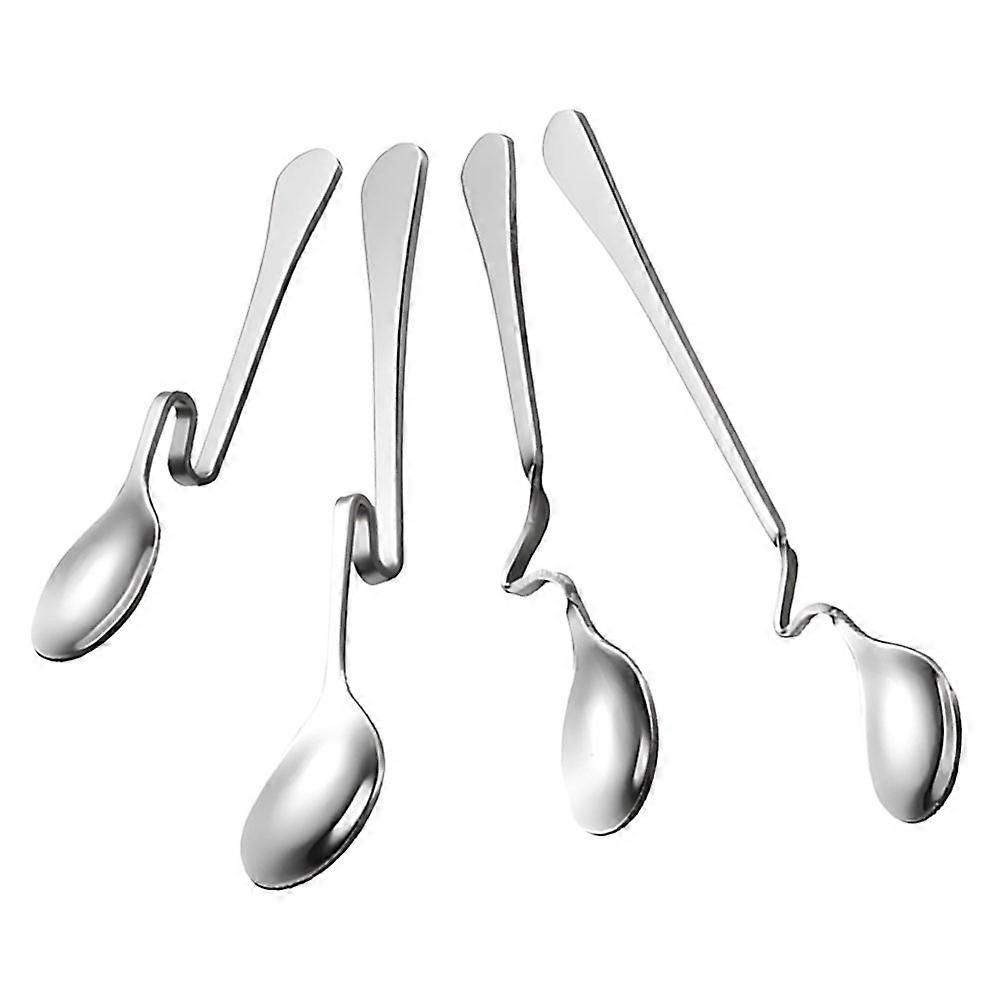 Stainless Steel 8 Pcs Curved Handle Spoon Set for Coffee Tea Desserts Easy Cleaning Practical Design