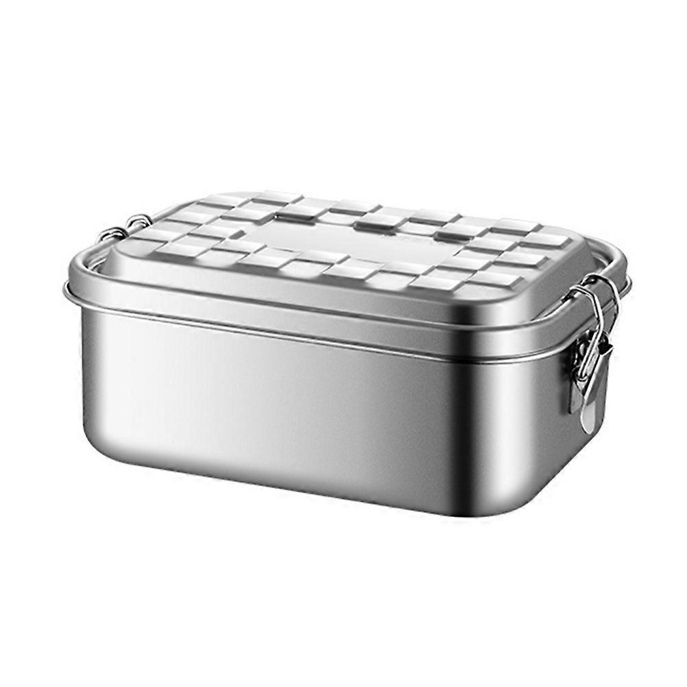 304 Steel Lunch Box Portable Food Container For General Users Simple Design Rectangle 1Pcs