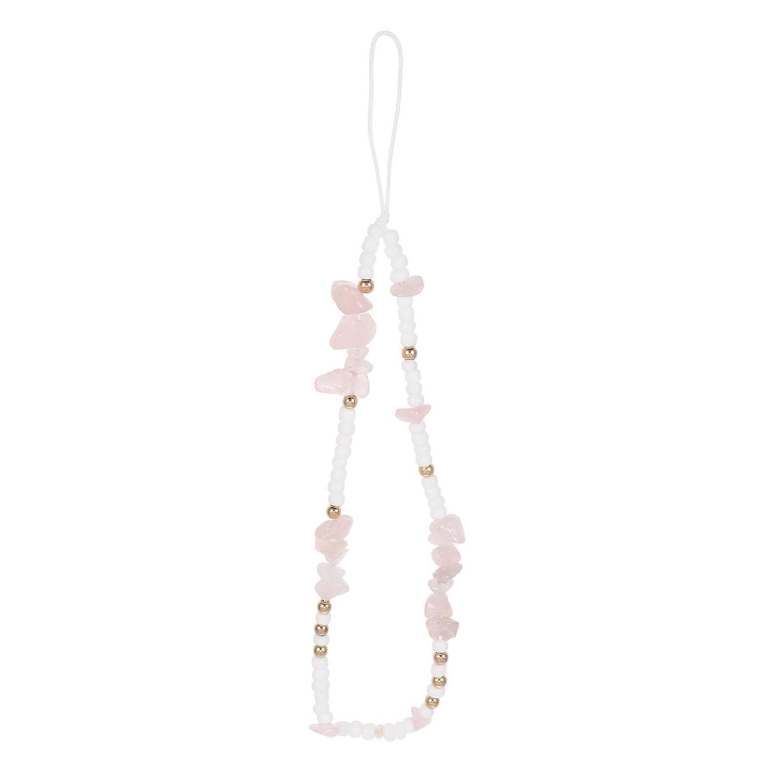 Phone Hanging Rope for Cellphone Use 4Pcs Pink Crystal Beaded Chain