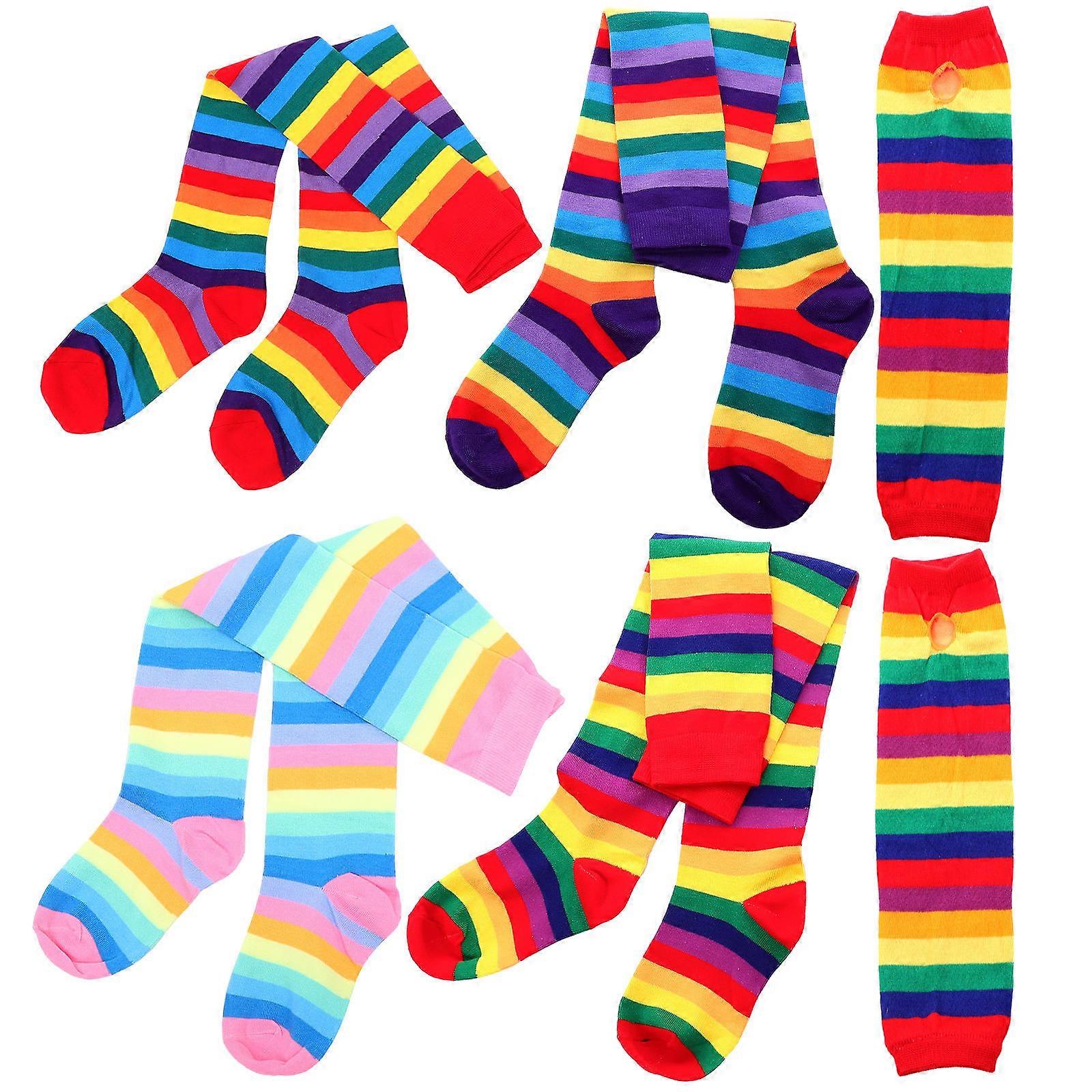 Rainbow Arm Warmers Women Party Assorted Color Polyester Accessory 1 Set