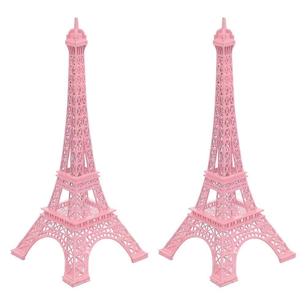 Decorative Models Eiffel Tower French Building Model for Decoration 4Pcs Pink Alloy