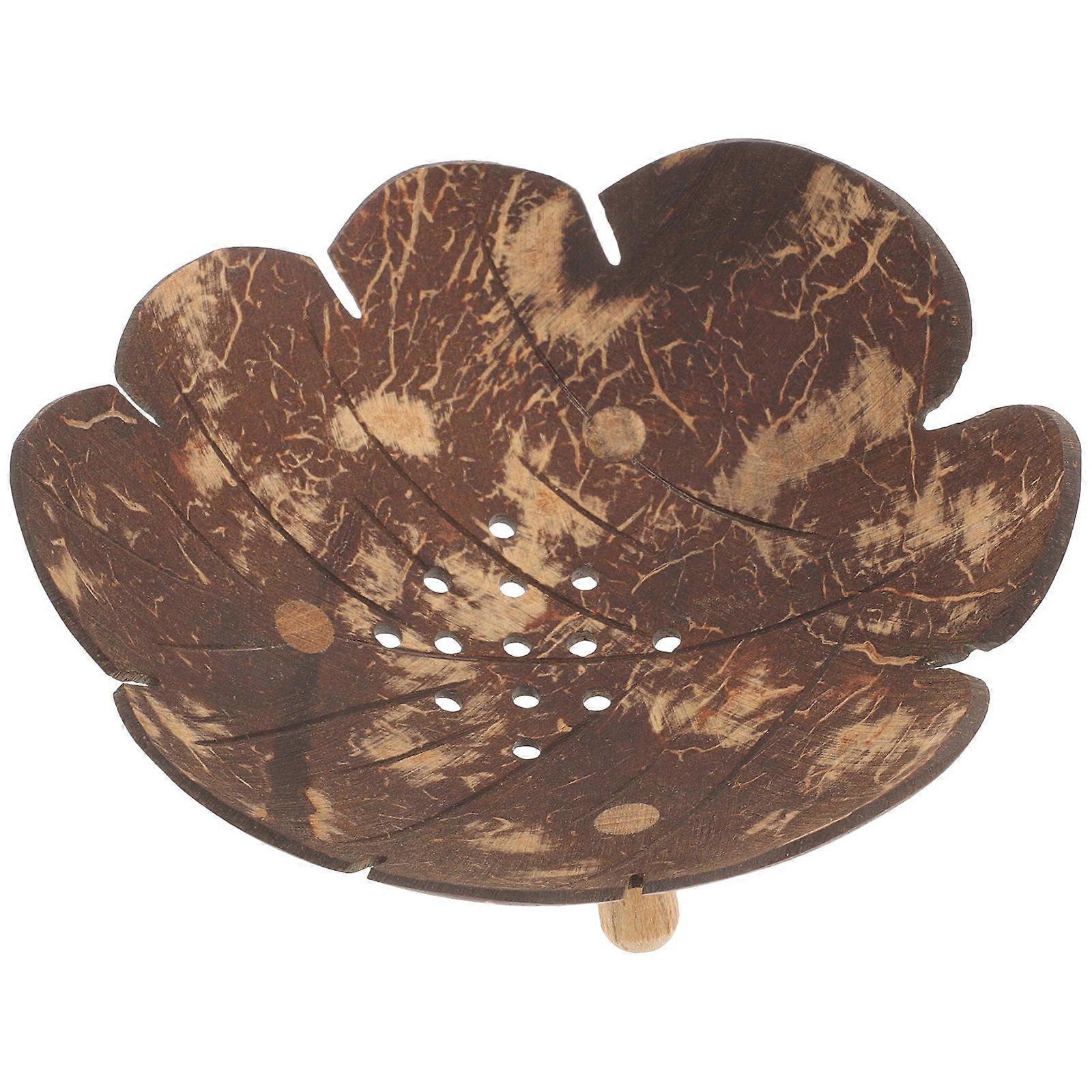 Brown Coconut Shell Soap Container 3Pcs Practical Simple Shape Designed For Shower Room Bathroom Use