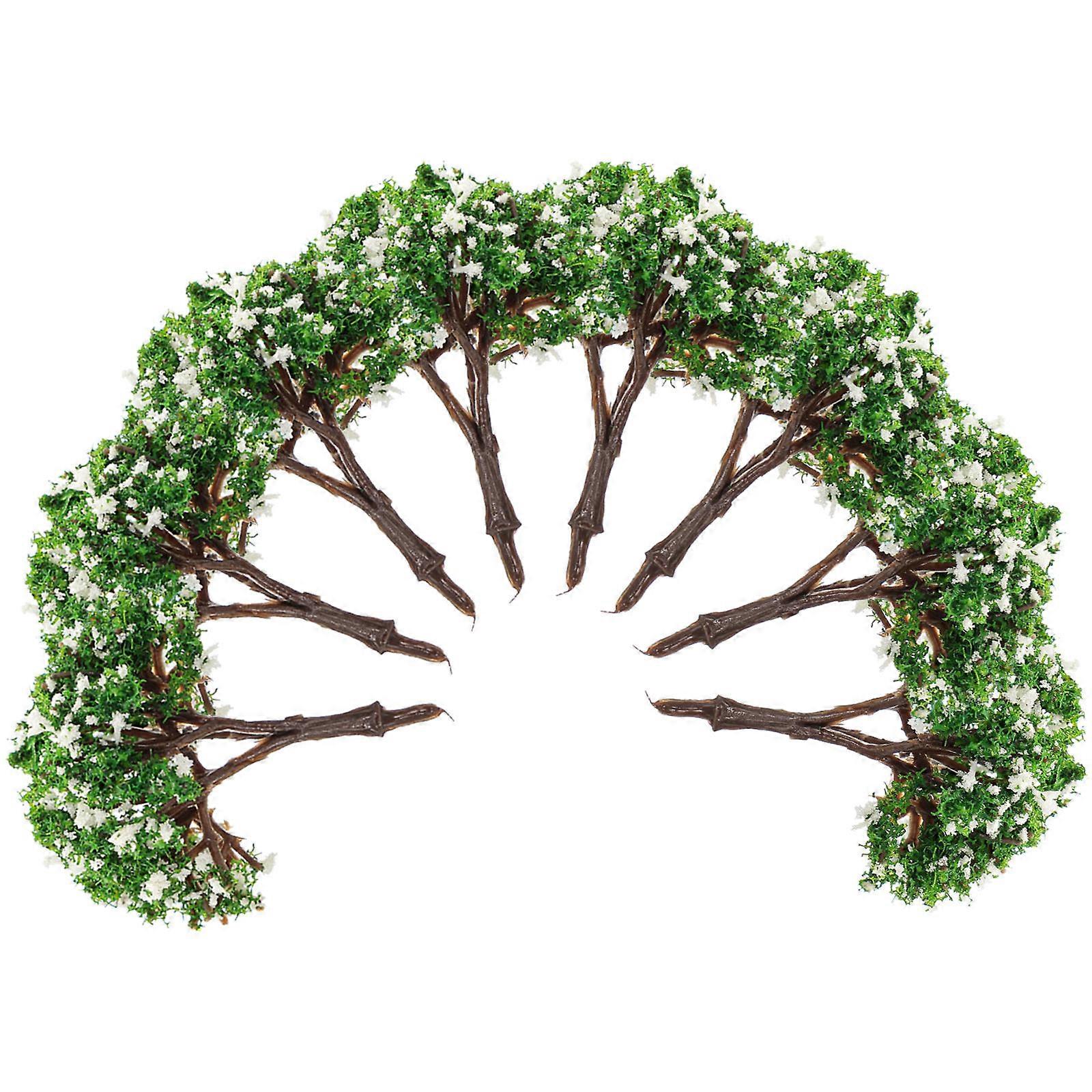 Artificial Tree Decor Simulation Tree Building Green Plastic Diy Decoration 10Pcs