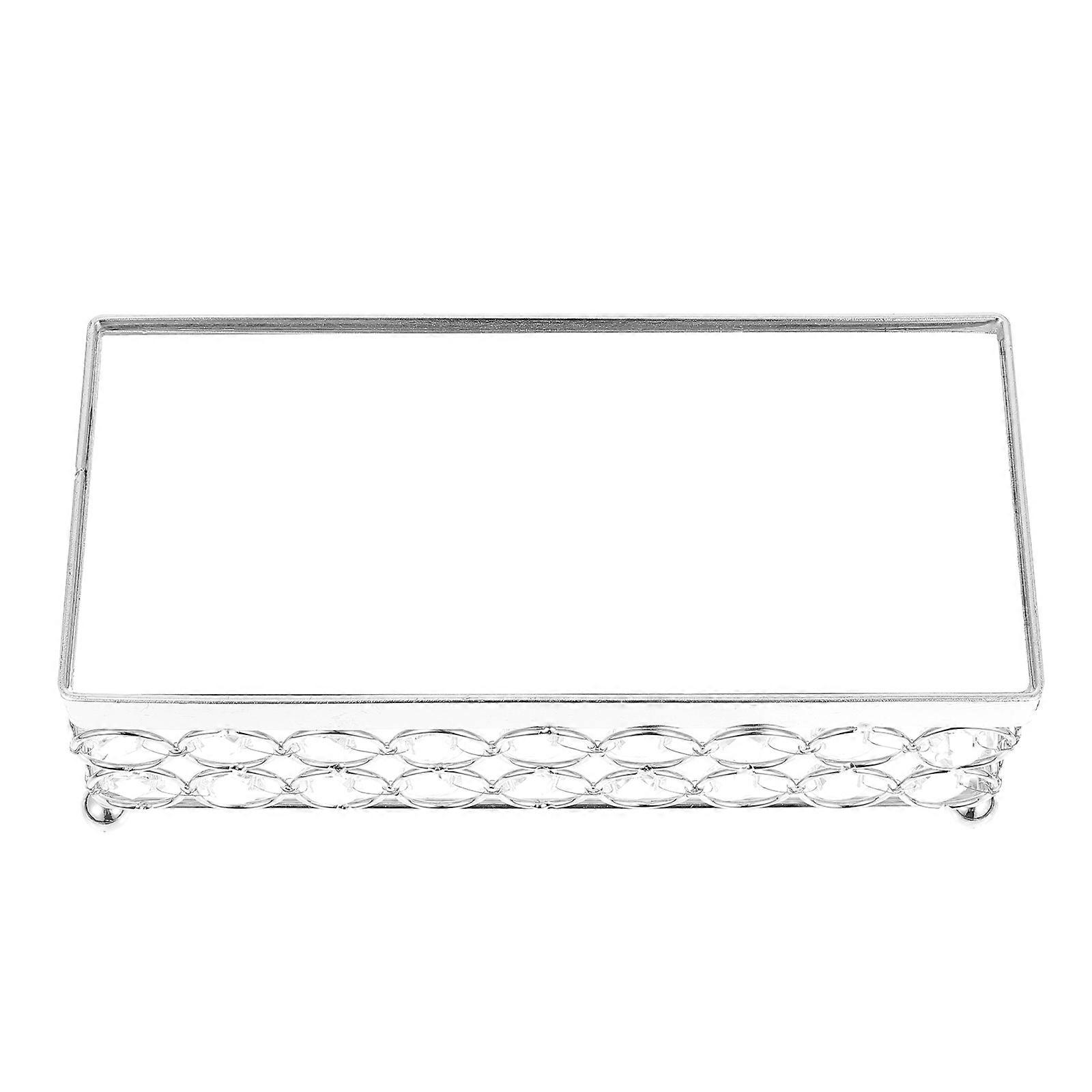 Dessert Table Trays Cake Plate Glamorous Design Square Metal Silver For Events 1Set