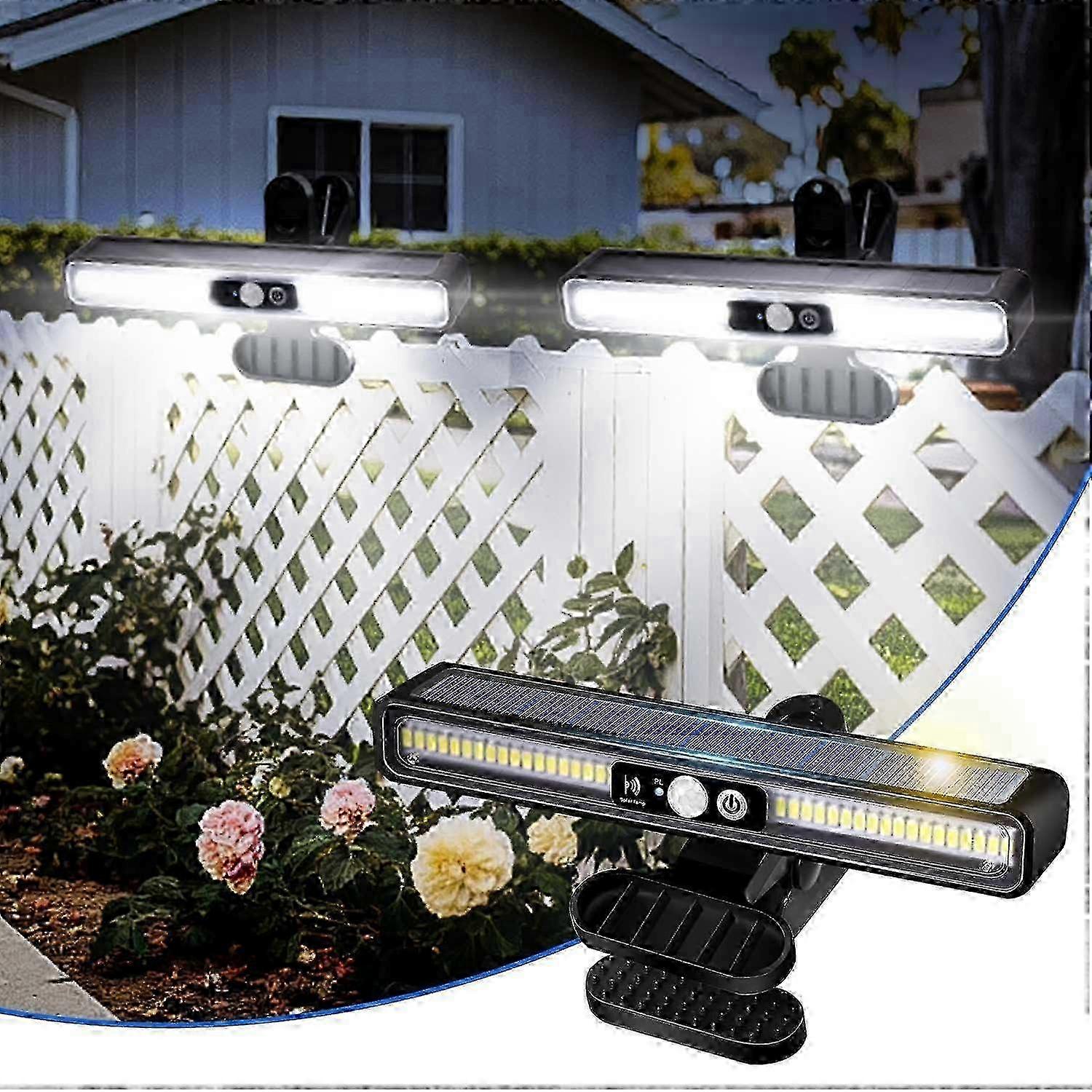 Clip-On Solar Motion Sensor Lights, Outdoor Waterproof Fence Lights, Portable Security Lights for Fence Garage