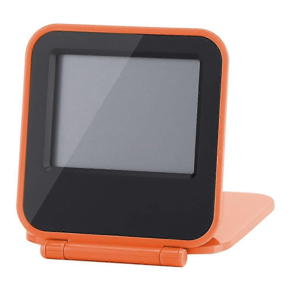 Portable Foldable Tabletop Travel Digital Alarm Clock with Temperature Calendar Date Orange