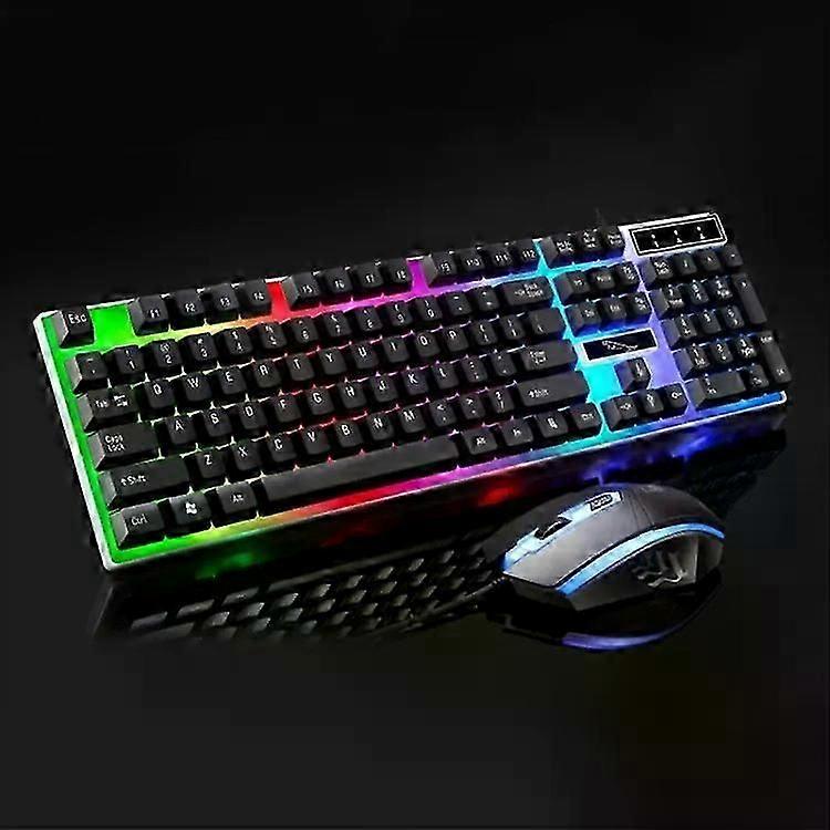 Wired Mechanical Keyboard & Optical Mouse Kit-1600 DPI,Colorful Backlight,ZGB Black