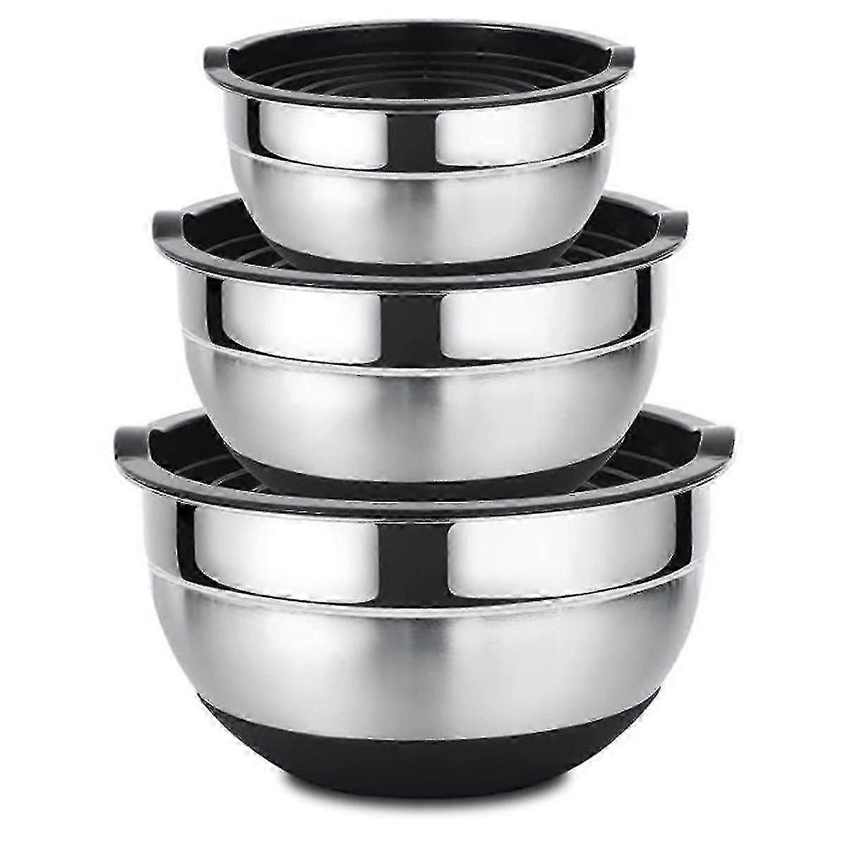 Stainless Steel Mixing Bowls Salad Bowl Non-slip Stackable Serving Bowl with Airtight Lids for Kitc