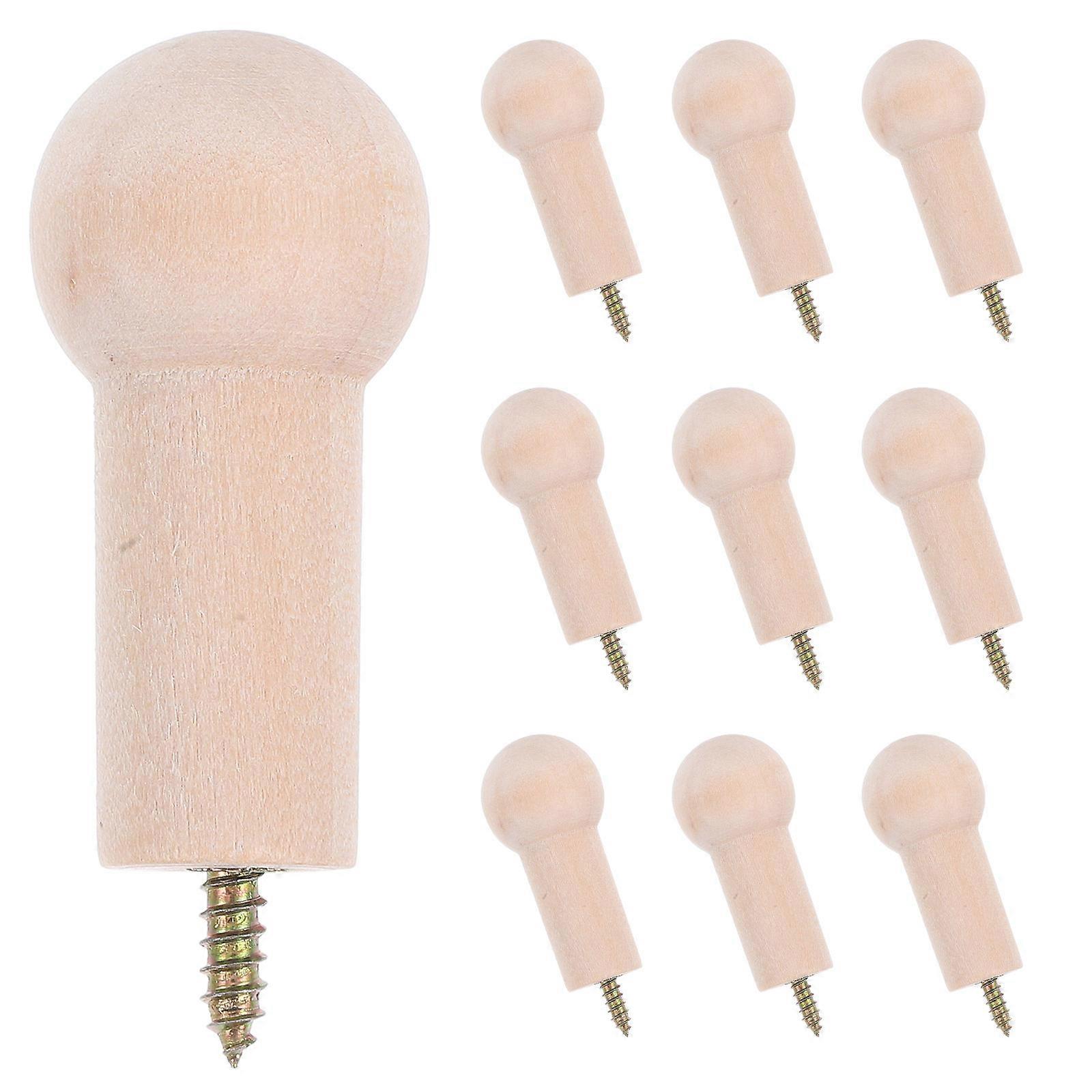Wooden Round Wall Hook for Hanging Clothes and Towels in Set of 50