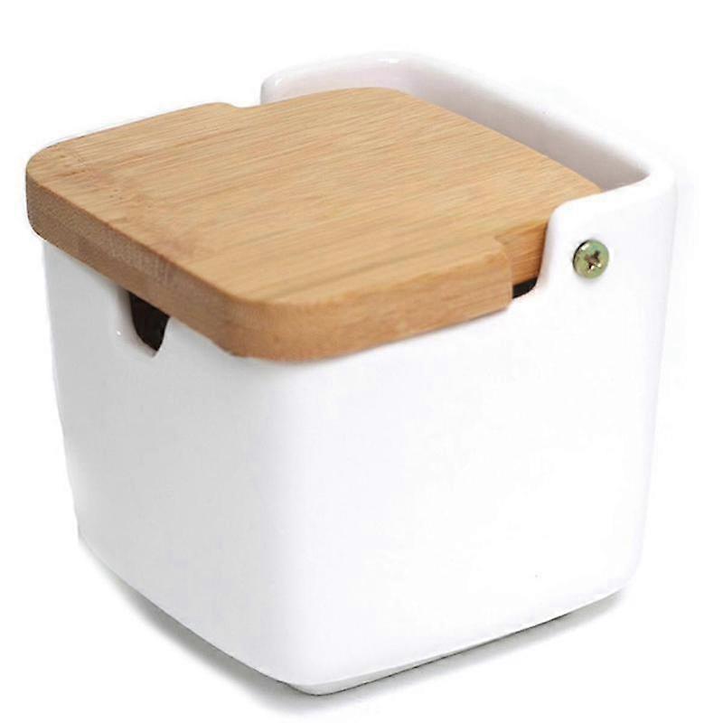 Ceramic Square Flip Lid Spice Jar with Tray Home Use Kitchen Spice Bottle Spice Jar