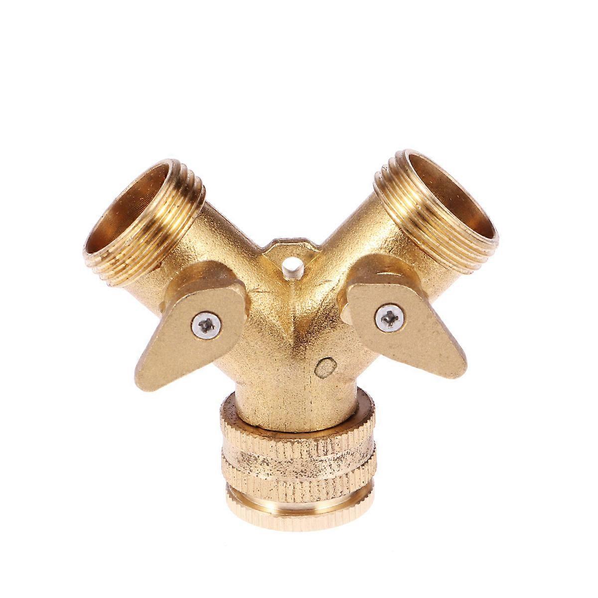 Garden Hose Adapter Brass Splitter for 2Pcs Hose Connector