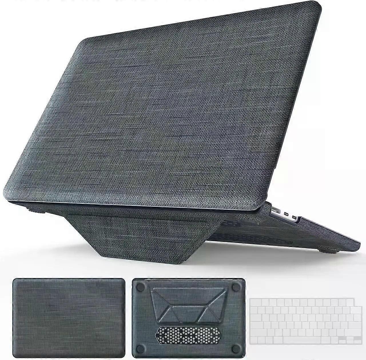 Compatible for MacBook Air 15 inch Case M4 2025 2024 2023 M3 M2 A3241 A3114 A2941 - Fabric Textured Hard Shell Case with Foldable Kickstand & Keyboard