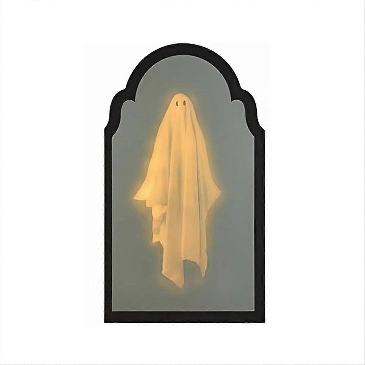 Halloween Ghost Mirror with LED Lights, Hologram Decor