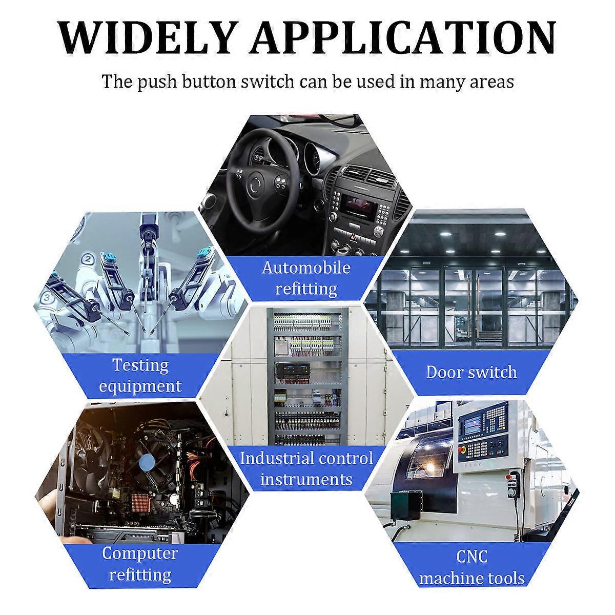 Push Button Winomo Momentary Switch for Car Use 2Pcs Metal Black