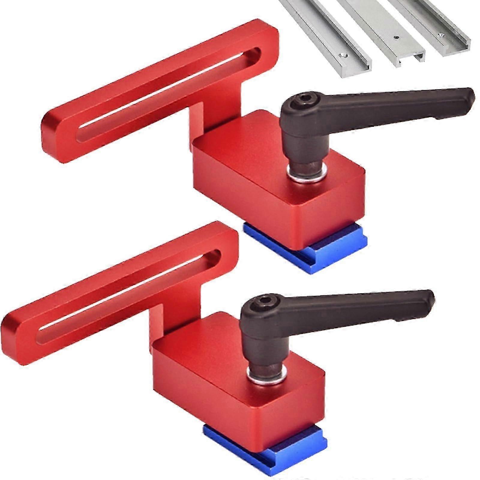 Set of 2 Alloy Mitre Track Stop, Guide Rail Stop, Tslot Mitre Rail Stop, Alloy Mitre Track Stop, for Woodworking Workbench, T Rails