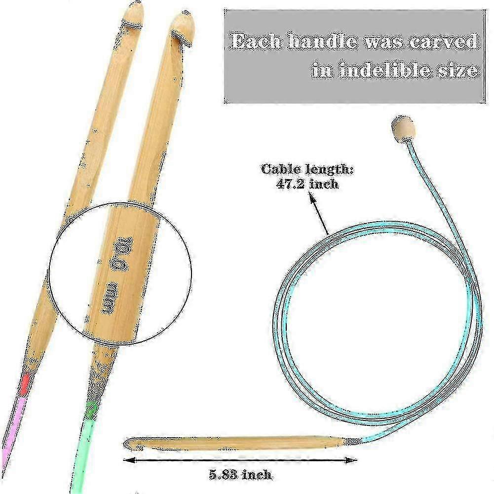 2025 23 Pieces Tunisian Crochet Hooks Set With Bead Carbonized Bamboo Hook